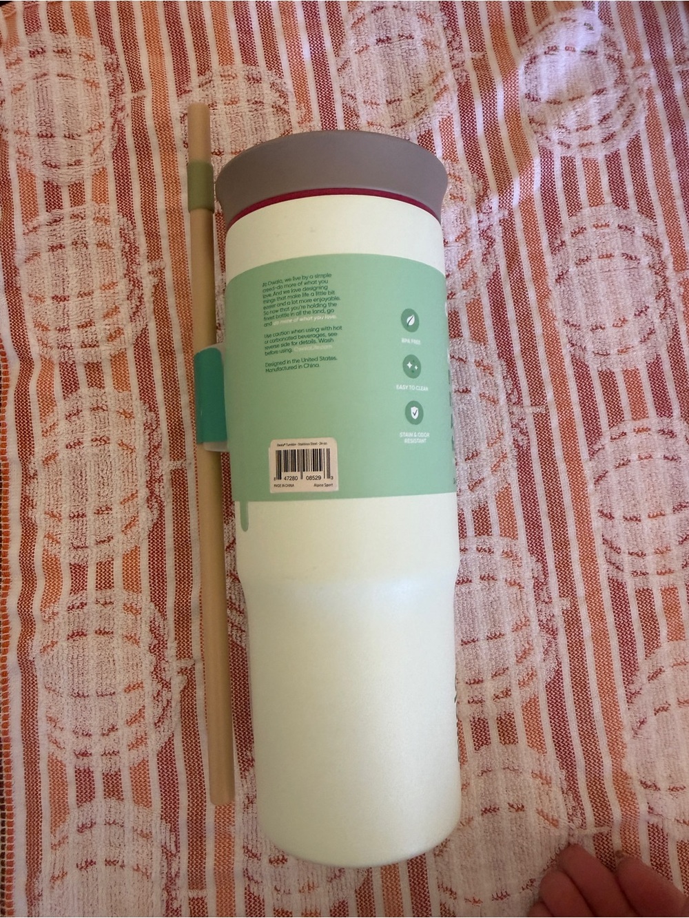 Mint and Gray Insulated Travel Tumbler with Straw